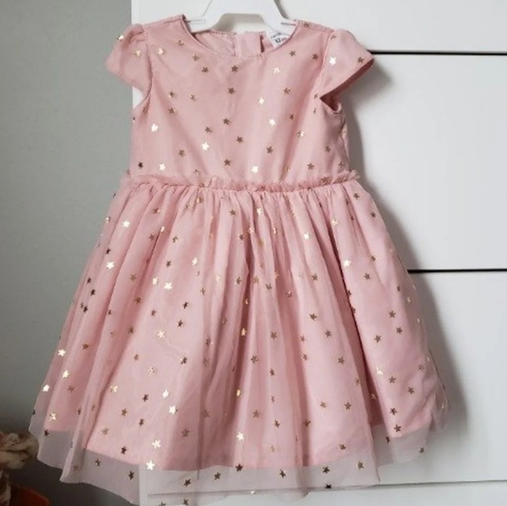 Baby girl pink & gold star dress